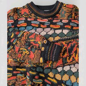 Flaw Jacques Journee Sweater Mens L Austrailia Cosby Biggie 3D Textured Knit VTG